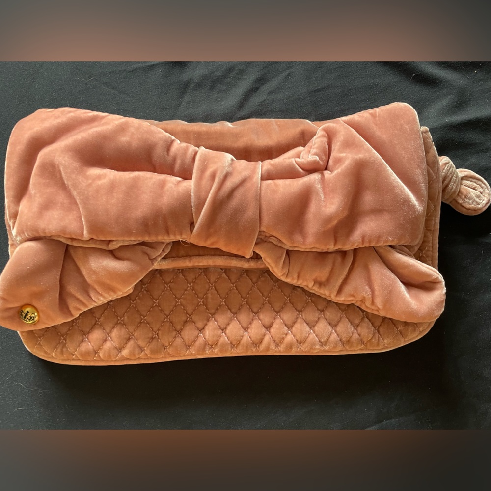 Pink blush velvet juicy couture hand hold clutch